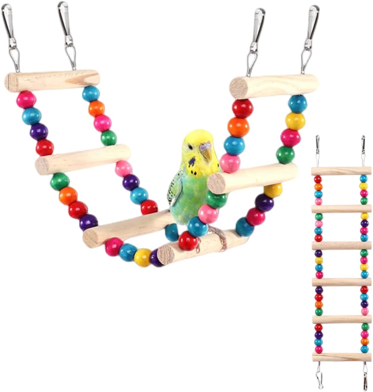 GYTY Bird Ladder Parrot Swing Toys Wood Perch Stand Bridge Colorful Step for Pet Training Play