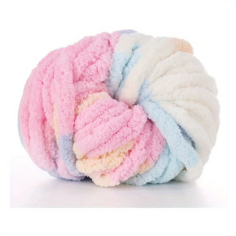 GYTY Bulky Beauty, Extra Thick Chenille Yarn for DIY Blankets and Cushions - Soft, Cozy 2mm Chunky Knit Thread, 787.4" Length, White Polyester Fiber