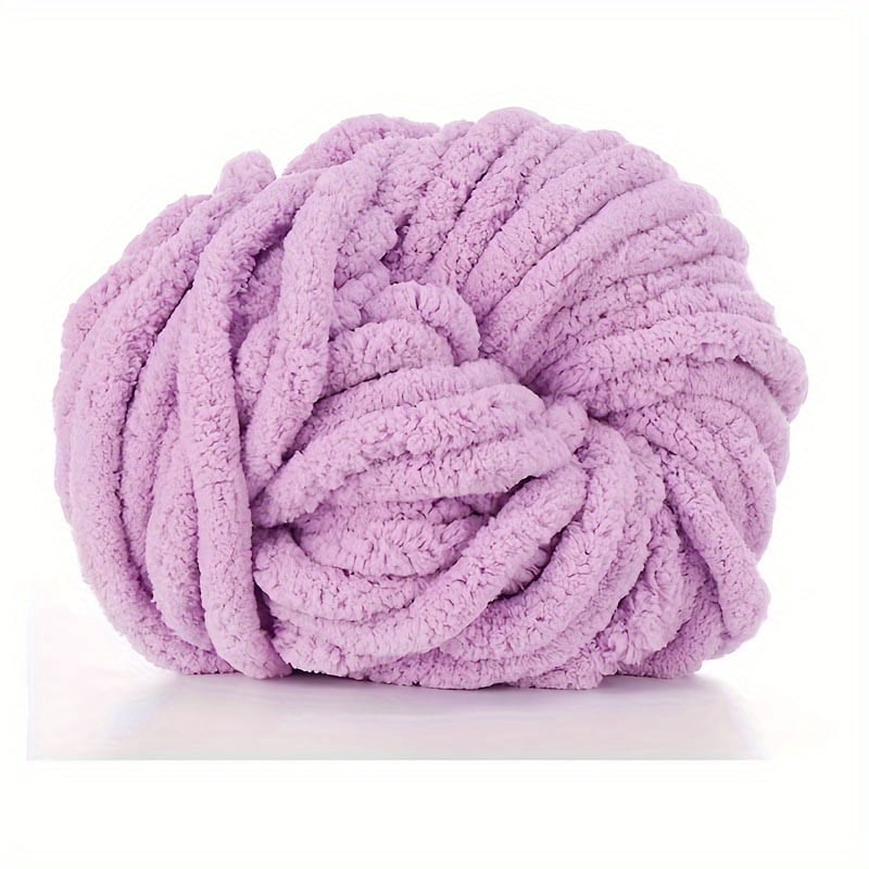 GYTY Bulky Beauty, Extra Thick Chenille Yarn for DIY Blankets and Cushions - Soft, Cozy 2mm Chunky Knit Thread, 787.4" Length, White Polyester Fiber