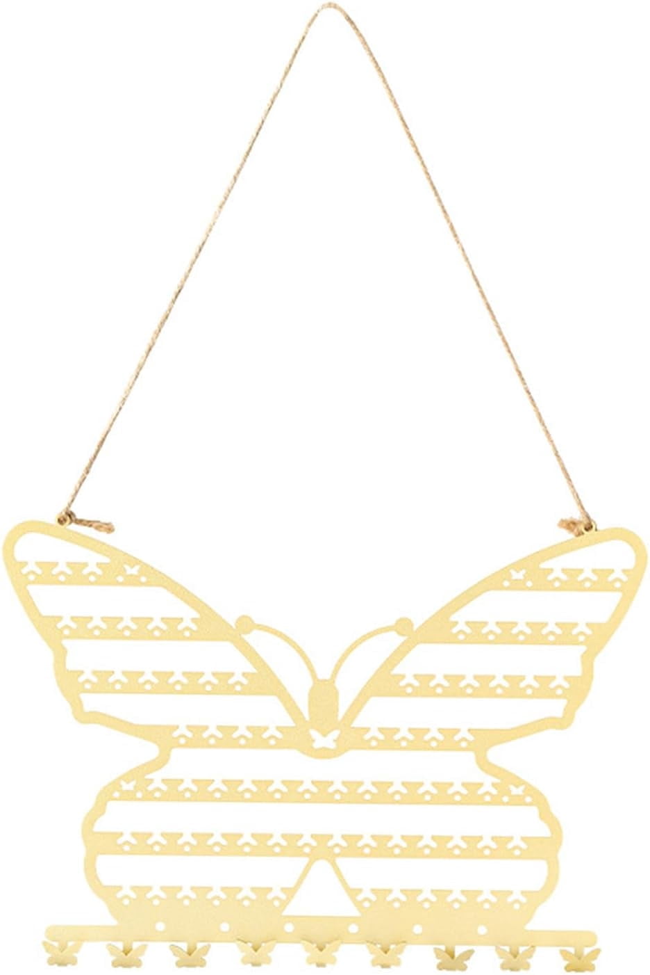 GYTY Butterfly Wall Mounted Jewelry Organizer, Metal Butterfly Earring Holder for Girls, Hanging Jewelry Organizer Display Decorative with Hooks for Necklaces Bracelets (B)