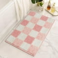 thumbnail image 1 of GYTY Checkered Pink Bathroom Rugs, 24" x 16", Fluffy Rug, Absorbent Microfiber Ultra Soft Bath Mat Washable, Non-Slip Bath Mats for Bathroom, Cute Floor Mat for Tub, Shower, Bedroom, 1 of 9