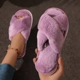 thumbnail image 1 of GYTY Crisscross Band Plush Indoor Slippers, Cozy & Warm Leopard Print Soft Sole Fuzzy Shoes, Non Slip Home Floor Slippers, 1 of 1
