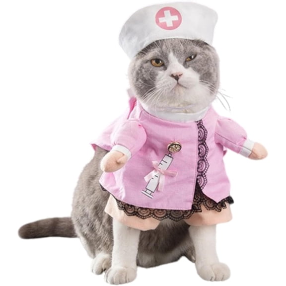 GYTY Dog Costumes Clothes: Fun Cat Halloween Cosplay Outfits, Novelty Dress-Up Apparel for Photoshoots & Birthday Gifts Small Medium Large Pets Puppies Kittens (Nurse,X-Large)