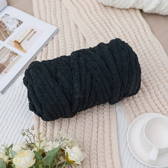GYTY Luxurious Chenille Chunky Yarn - 500g, No-Pill, Machine Washable for DIY Blankets, Crochet Projects & Crafts - Available in Ivory, Orange, Charcoal, Deep Purple, Cream, Black