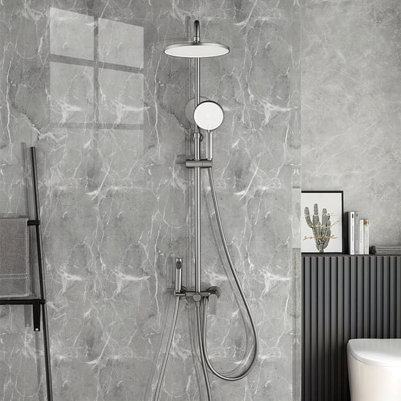 GYTY Marble Wallpaper Wall Panels - Self-Adhesive Plastic Peel and Stick Marble Effect Tiles for Interior Wall Decor - Waterproof, Portrait Orientation Rectangle Wall Art Foam Panel