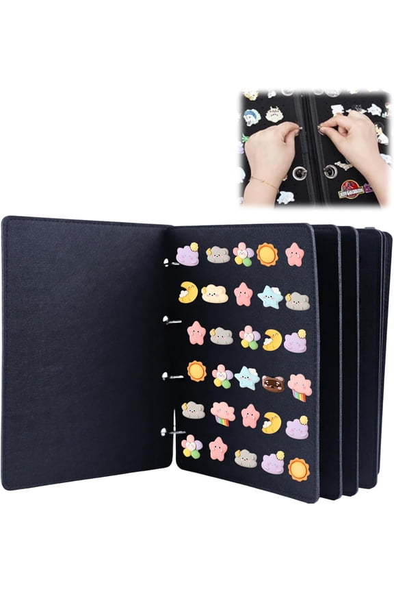 Pin Display Holder, Brooch Pin Organizer, Pin Board for Enamel Pins, Jewelry Organizer Book Pin Brooch Collection Board 1Slots with 8 Pages and 4 Removable Grommet Holes