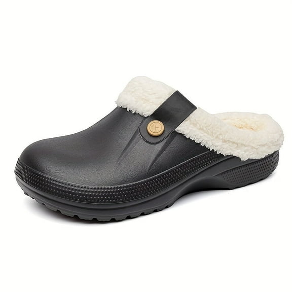 GYTY [Plush Lined Clogs] Soft Plush Men's Clogs - Slip-on Closed Toe Slippers, Comfy Home Slippers For Winter