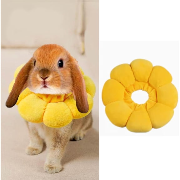GYTY  Rabbit Recovery Cone Bunnies Soft Flower-Shaped E-Collar Small Animals Adjustable After Surgery Wound Healing Accessory Chinchilla Guinea Pigs Kittens Cat Ferret (Small,Rainbow)