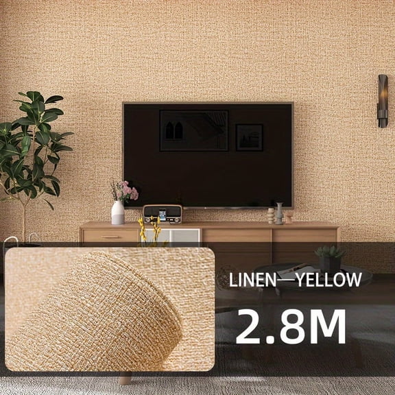 GYTY Self-Adhesive Linen Texture Wallpaper Roll - Easy Peel & Stick, Waterproof & Oil-Proof PVC Contact Paper, Beige 3D Weave Pattern for Room Furniture Renovation
