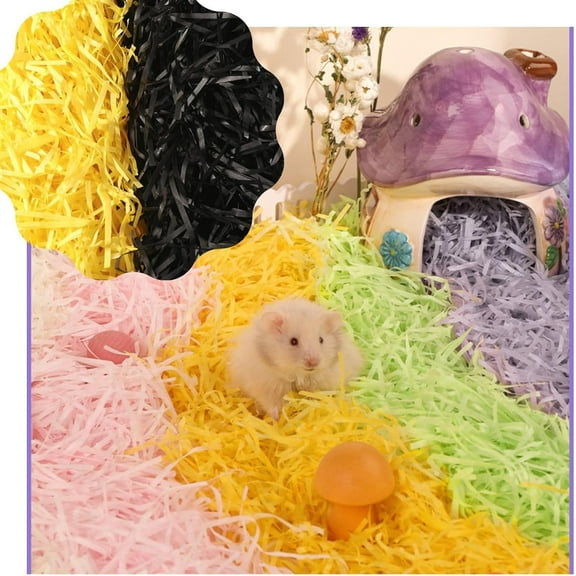 GYTY   Small Animal Bedding Colorful Hamster Nesting Paper Material Cozy Safe for Bird Guinea Pig Chinchilla Mice Gerbils Rat Pets (Pink Purple)