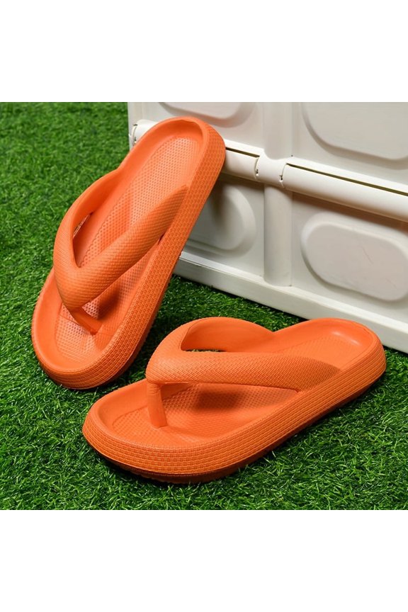 Unisex Solid Color Flip Flops, Trendy Soft Sole Wear-resistant Summer Pillow Slides, Casual Indoor & Outdoor Beach Slide Shoes