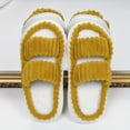 thumbnail image 1 of GYTY Women's Double Straps Plush Slippers, Solid Color Open Toe Non Slip Comfy Slides Shoes, Fashion Indoor Platform Slippers, 1 of 1
