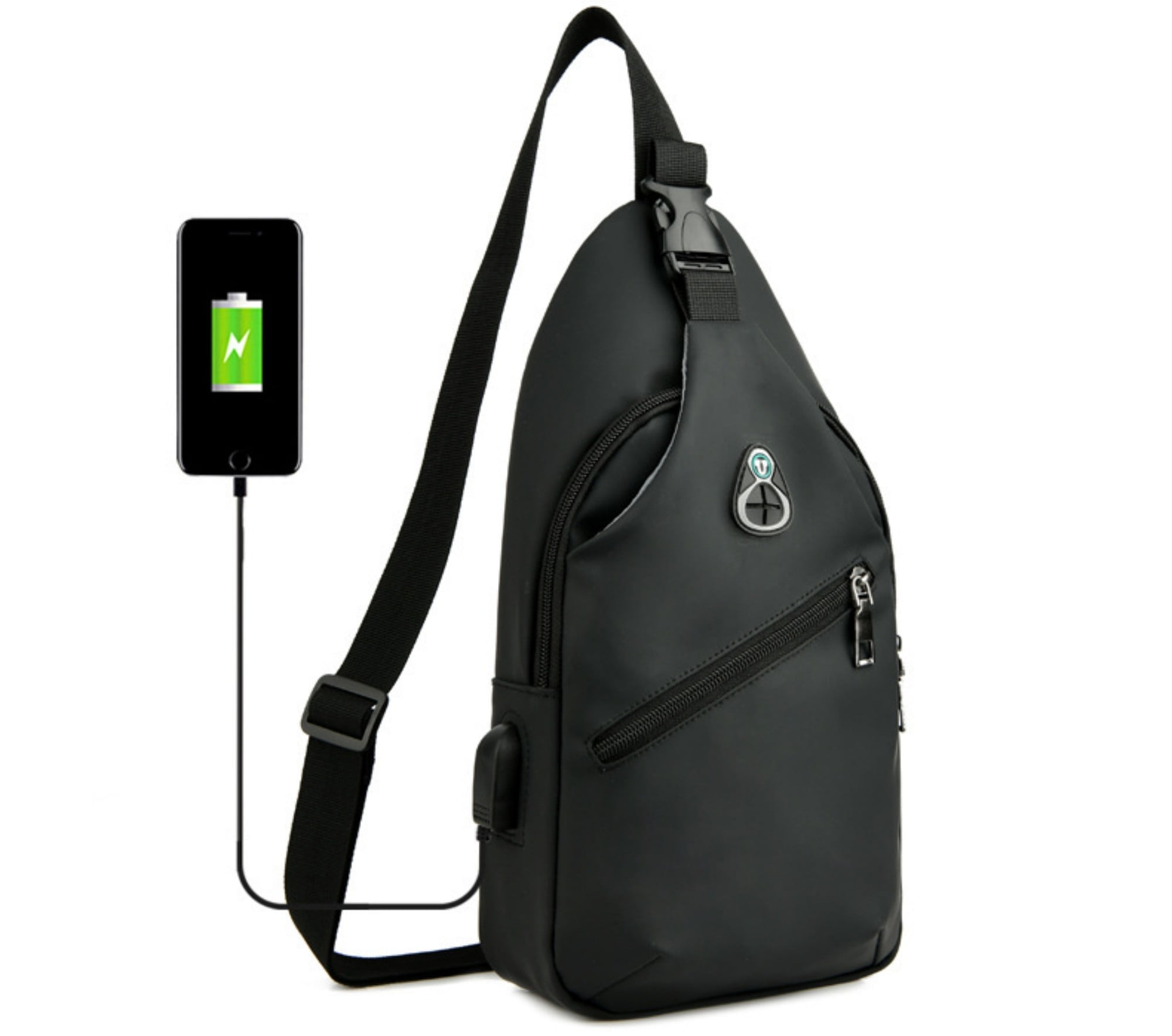 GYUEE Polyester Sling Chest Backpack for Men Women with USB Cable ...