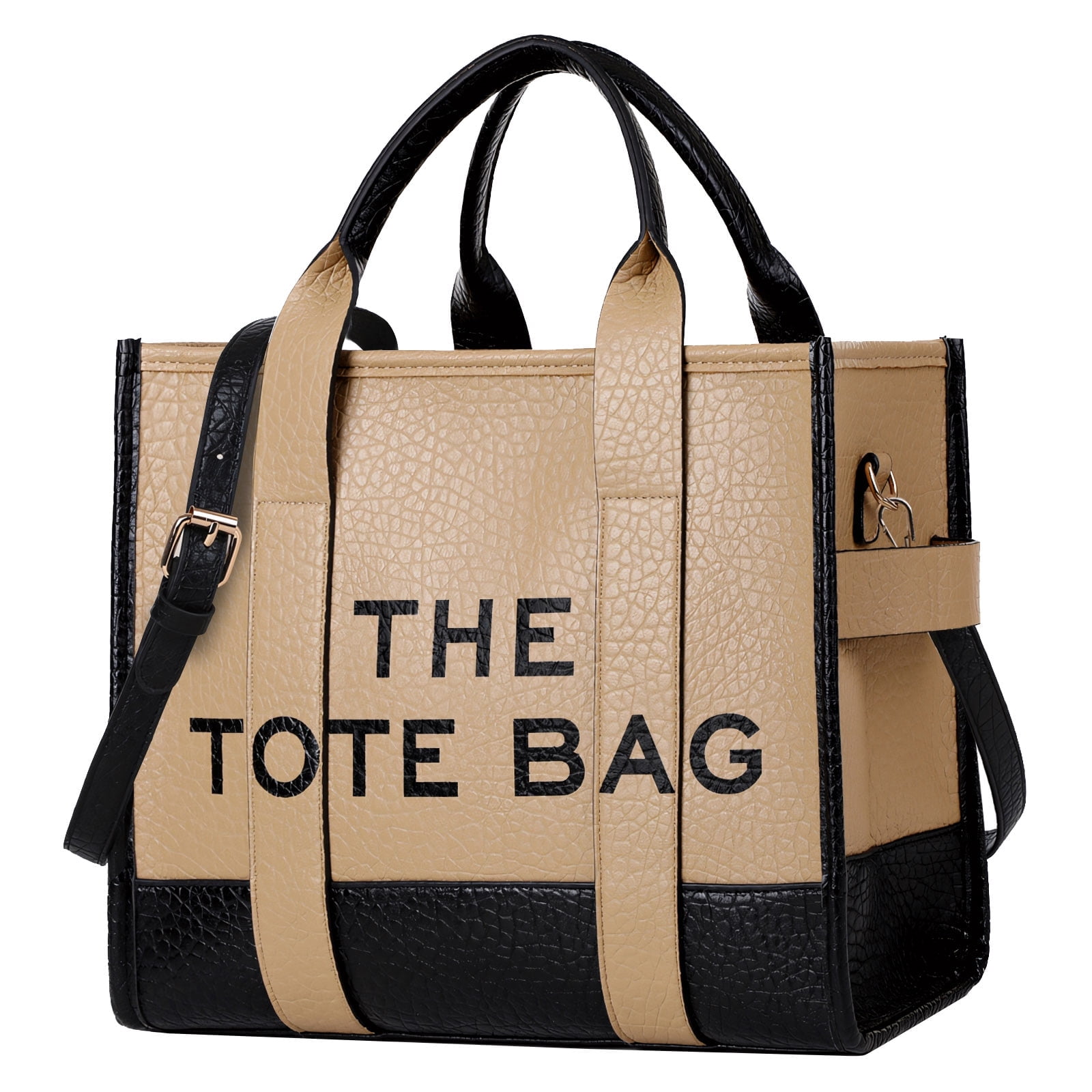 GYUEE Tote Bags,Leather Dark Khaki Leisure Bags with Zipper,;Large Shopping Handbags for Women