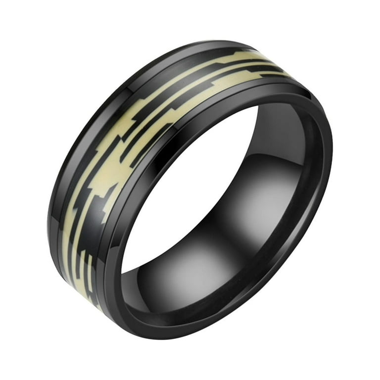 GYUJNB 14K Gold Plated Halo Ring Ring8MM Stainless Steel Rainbow Color Sandblasted Rings Wedding Band Rings For Women Rings For Men Frosted Rings