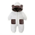 thumbnail image 1 of GYUJNB Baby Boys Girls Snowsuit Winter Clothes Suit Hooded Jumpsuit Romper Bear Outfit Warm Coat Outwear Overcoat,Size:6-12 Months, 1 of 6