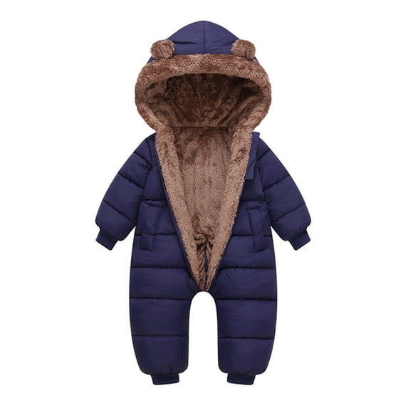 GYUJNB Baby Boys Girls Snowsuit Winter Clothes Suit Hooded Jumpsuit Romper Bear Outfit Warm Coat Outwear,Size:12-18 Months