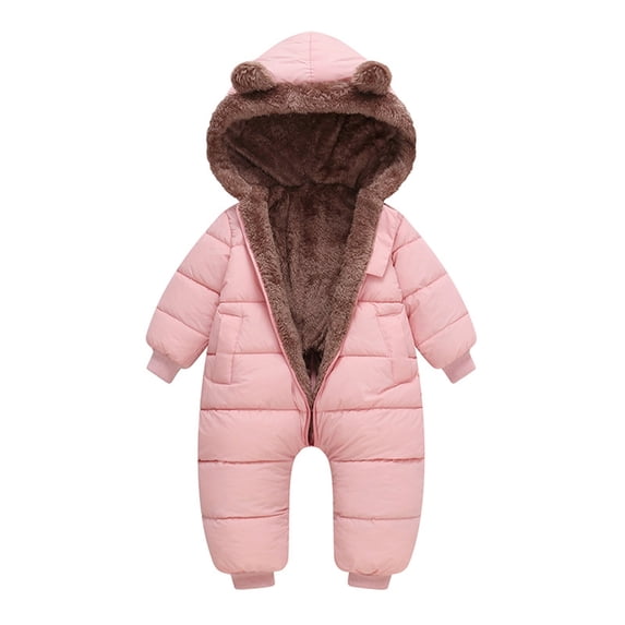 GYUJNB Baby Boys Girls Snowsuit Winter Clothes Suit Hooded Jumpsuit Romper Bear Outfit Warm Coat Outwear,Size:18-24 Months