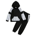 thumbnail image 1 of GYUJNB Boys Long Sleeve Hooded Sweatshirt and Pants Outfit for Fall Winter Playful Casual Two Piece with Comfortable Fabric,Size:7-8 Years, 1 of 7