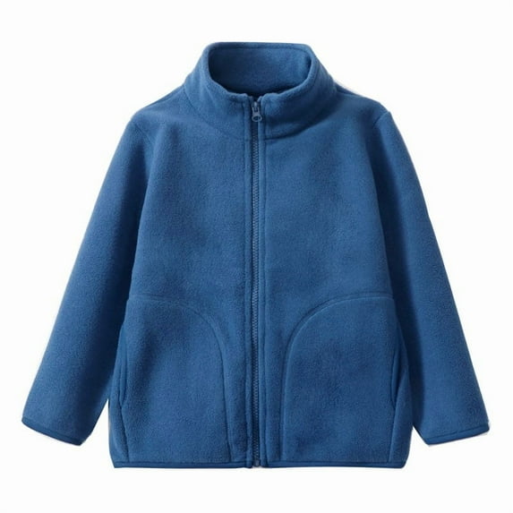 GYUJNB Children's Fleece Jacket Solid Color Stand Up Collar Zipper Shirt for Autumn and Winter Children's School Warm,Size:15-16 Years