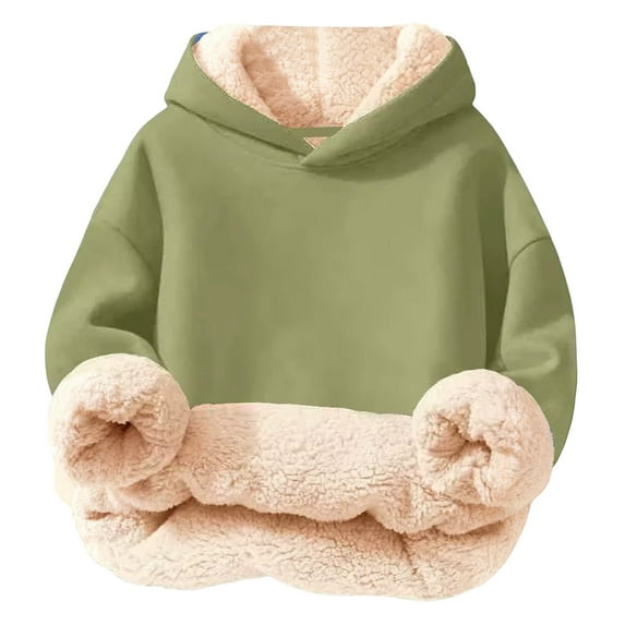 GYUJNB Girls Fleece Hooded Sweatshirt Soft Lined Pullover Cozy Warm Kids Jacket Top for Cold Weather Outdoor Play,Hoodies for Teen Girls,3-4 Years
