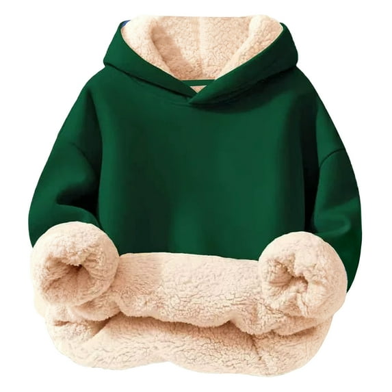 GYUJNB Girls Fleece Hooded Sweatshirt Soft Lined Pullover Cozy Warm Kids Jacket Top for Cold Weather Outdoor Play,Hoodies for Teen Girls,5-6 Years