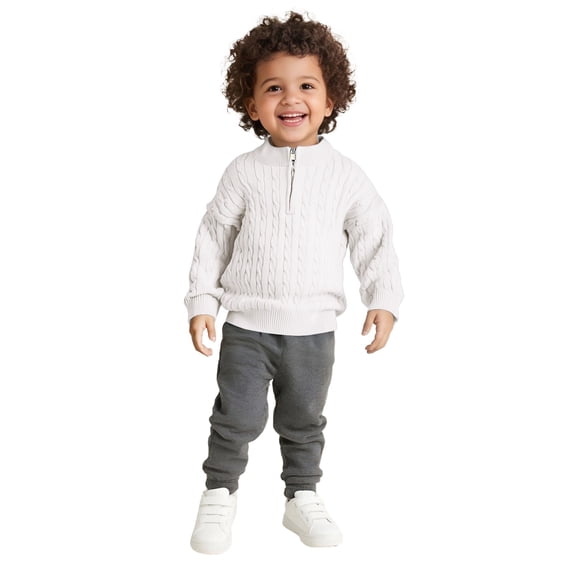GYUJNB Girls Knit Sweater Lined Warm Zip Up Pullover Soft Comfortable Winter High Neck Top for Kids,Size:4-5 Years