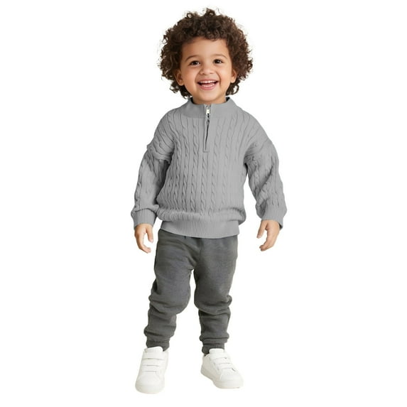 GYUJNB Girls Knit Sweater Lined Warm Zip Up Pullover Soft Comfortable Winter High Neck Top for Kids,Size:9-10 Years