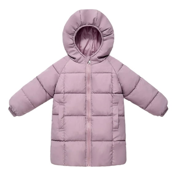 GYUJNB Girls Long Coat Winter Warm Thickened Down Jacket with Hood for Cold Weather Outdoor Activities,Size:3-4 Years