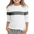 thumbnail image 1 of GYUJNB Girls Long Sleeve Color Block Round Neck Tee Soft Comfortable Casual Top for Toddler and Kids Stylish Everyday Wear,Size:3-4 Years, 1 of 5