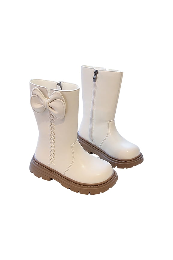 Girls Mid Calf Boots Sole Side Zipper Leather Punk Gothic Booties for Toddler Big Kids,Kids Shoes,Winter Shoes,Kids Shoes,Winter Shoes,Size:10-11 Years