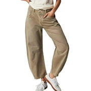 GYUJNB Jeans for Women Women Fashion Trousers Pumpkin Suitable Print Bottom Sweatpants Pockets High Waist Sporty Gym Fit Jogger Pants Democracy Wide Leg Jeans,Khaki,XS