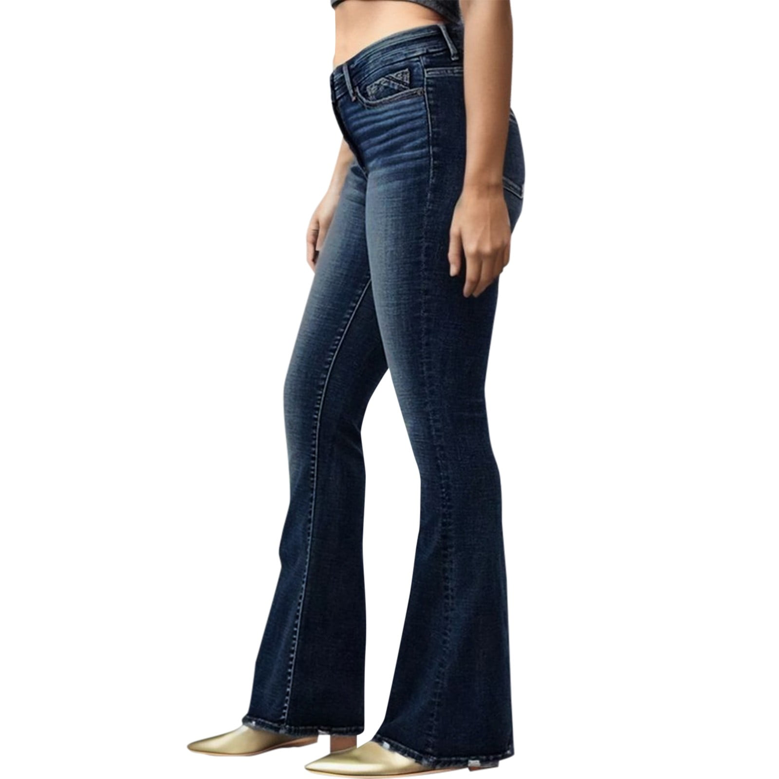 GYUJNB Jeans for Women Women Casual High Waist Straight Leg Button