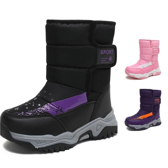 GYUJNB Kids Snow Boots Hook Loop Warm Padded Snow Boots for Kids Outdoor Play for Outdoor Adventures Winter,5-5.5 Years