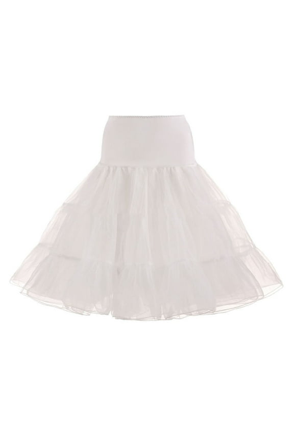Women's 50s Petticoat Vintage White Tulle Petticoat Puffy Tutu Skirts Crinoline Ballet Underskirts Half Slips,Beige