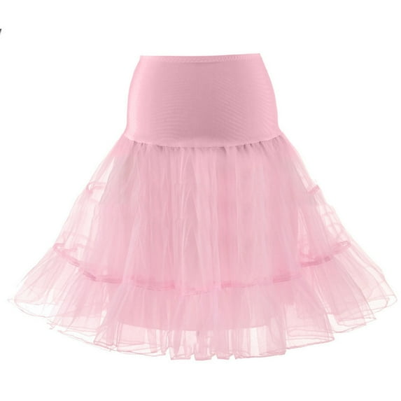 GYUJNB Women's 50s Petticoat Vintage White Tulle Petticoat Puffy Tutu Skirts Crinoline Ballet Underskirts Half Slips,Pink