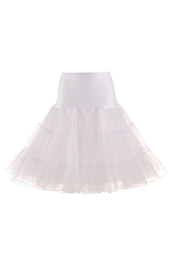 Women's 50s Petticoat Vintage White Tulle Petticoat Puffy Tutu Skirts Crinoline Ballet Underskirts Half