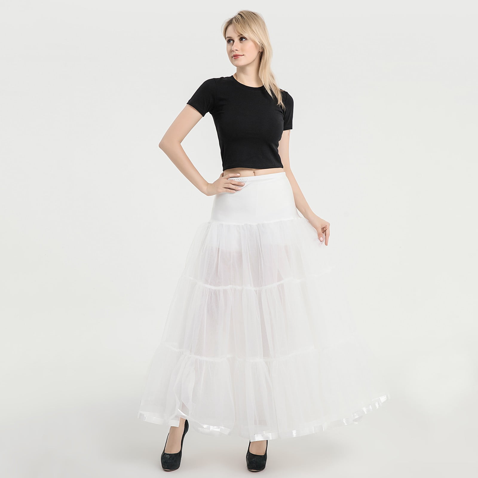 GYUJNB Women's Ankle Length Petticoats Long Plus Size Wedding Petticoat Slips Crinoline