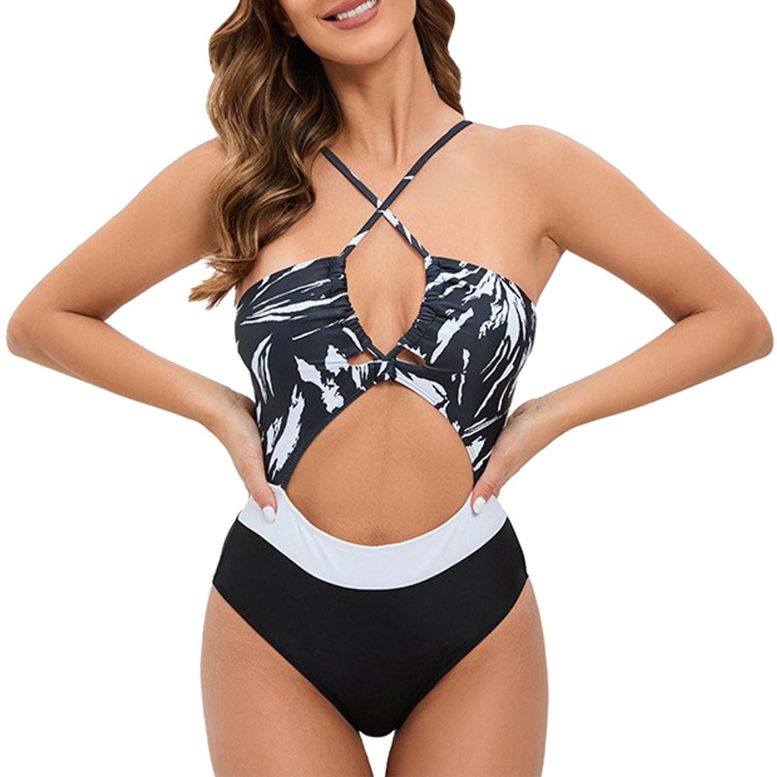 Sexy Romper For Women Women's Cut Out Criss Cross Backless Romper  Halter  Neck Jumpsuit For Party, Club & Night Out Women's Romper Jumpsuit