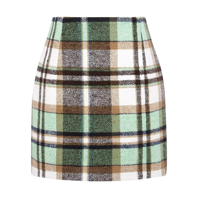 Green plaid bodycon skirt hot sale