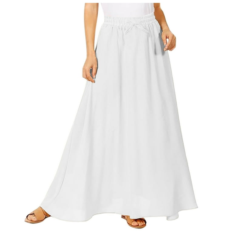 GYUJNB Women s Plus Size Linen Wrap Skirt Casual Maxi Skirt Vintage A line Linen Skirt