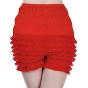 GYUJNB Women's Tiered Ruffle Panties Dance Bloomers Booty Shorts Pettipants Frilly Underwear Bottoms,Red