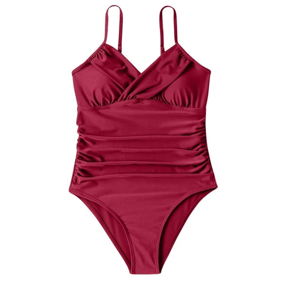 GYUJNB Womens One Piece Swimsuits Front Cross Solid Backless Swimsuit,S