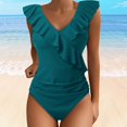 thumbnail image 1 of GYUJNB Womens One Piece Swimsuits Cute Bathing Suit Ruffle V Neck Swimwear,L, 1 of 4