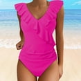 thumbnail image 1 of GYUJNB Womens One Piece Swimsuits Cute Bathing Suit Ruffle V Neck Swimwear,S, 1 of 4