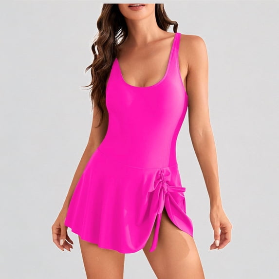 GYUJNB Womens One Piece Swimsuits Swimdress Tie Knot Swim Dresses Skirt Bathing Suit,XL
