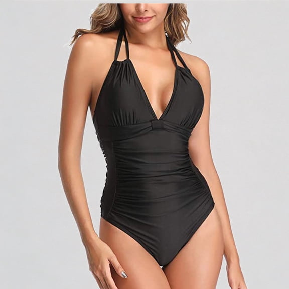 GYUJNB Womens One Piece Swimsuits Swimwear Retro Ruched Vintage Slimming Bathing Suit,XL