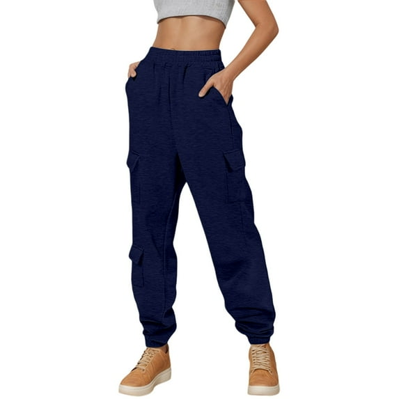 GYUJNB Womens Pants,Casual Pants Drawstring Design Utility Joggers Pocket Trousers Long Length Bottoms for Everyday Wear,Women Casual Pants,Size:L