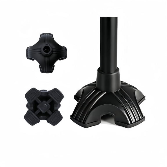 GYWHOOFT 2 PCS 4 Prong Cane Replacement Tips, Universal Fit for 0.75" Walking Sticks & Folding Canes, Self-Standing Non-Slip Rubber Quad Cane Feet, Heavy Duty Stability Base