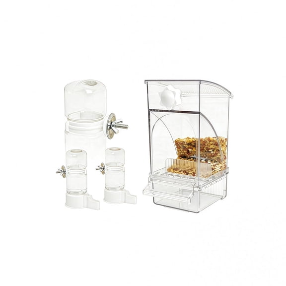 GYWHOOFT 3 Pack Automatic Parrot Feeder and Drinker Set–Transparent Bird Food Water Dispenser for Cockatiel, Budgies, Conure, Lovebird, Finch, Parakeet Cage Accessories